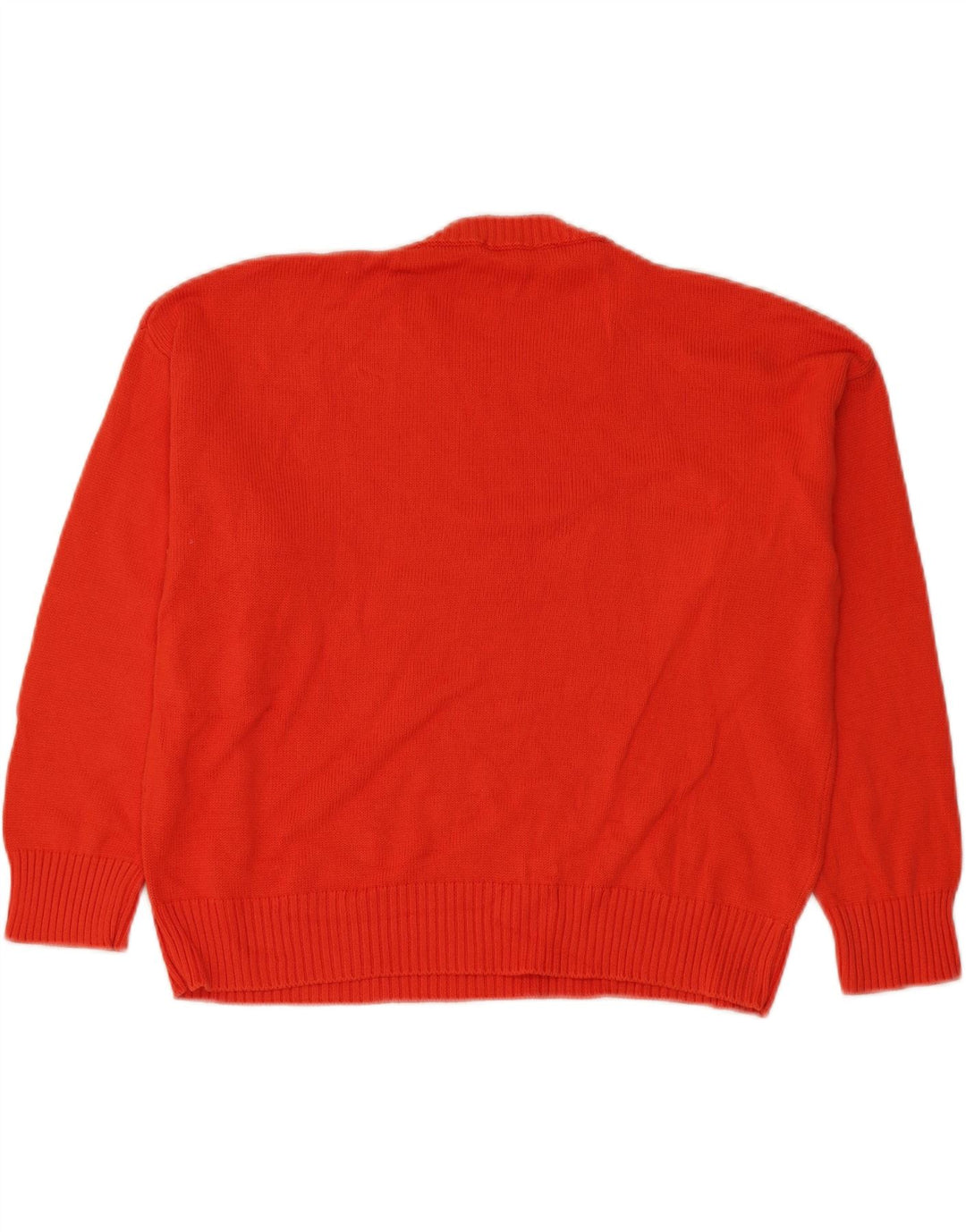 Damski sweter oversize Benetton z okrągłym dekoltem, UK 14, średni czerwony, bawełniany