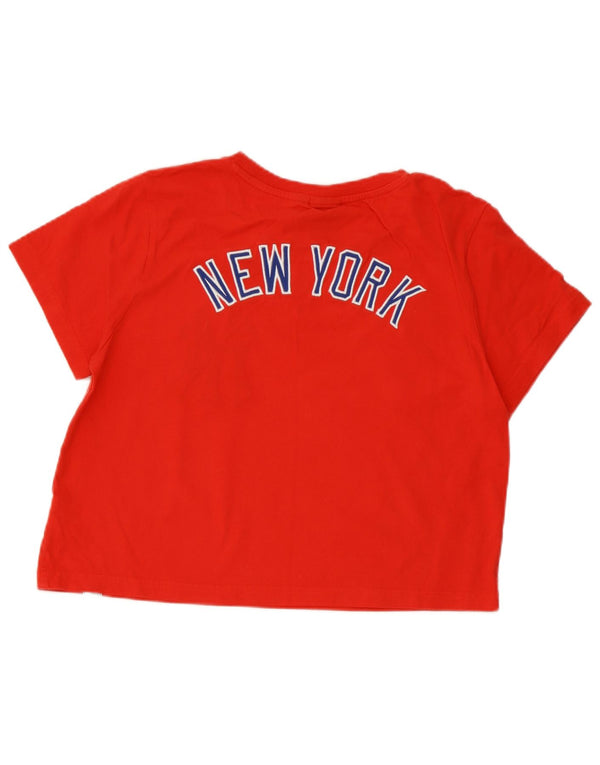 Damska koszulka Majestic New York Yankees Crop Graphic Top UK 14 Średnia czerwień