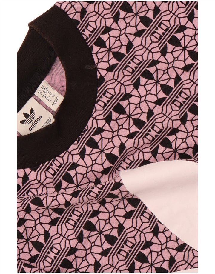 Damska koszulka oversize ADIDAS Crop Graphic Top UK 6 XS Fioletowa bawełna