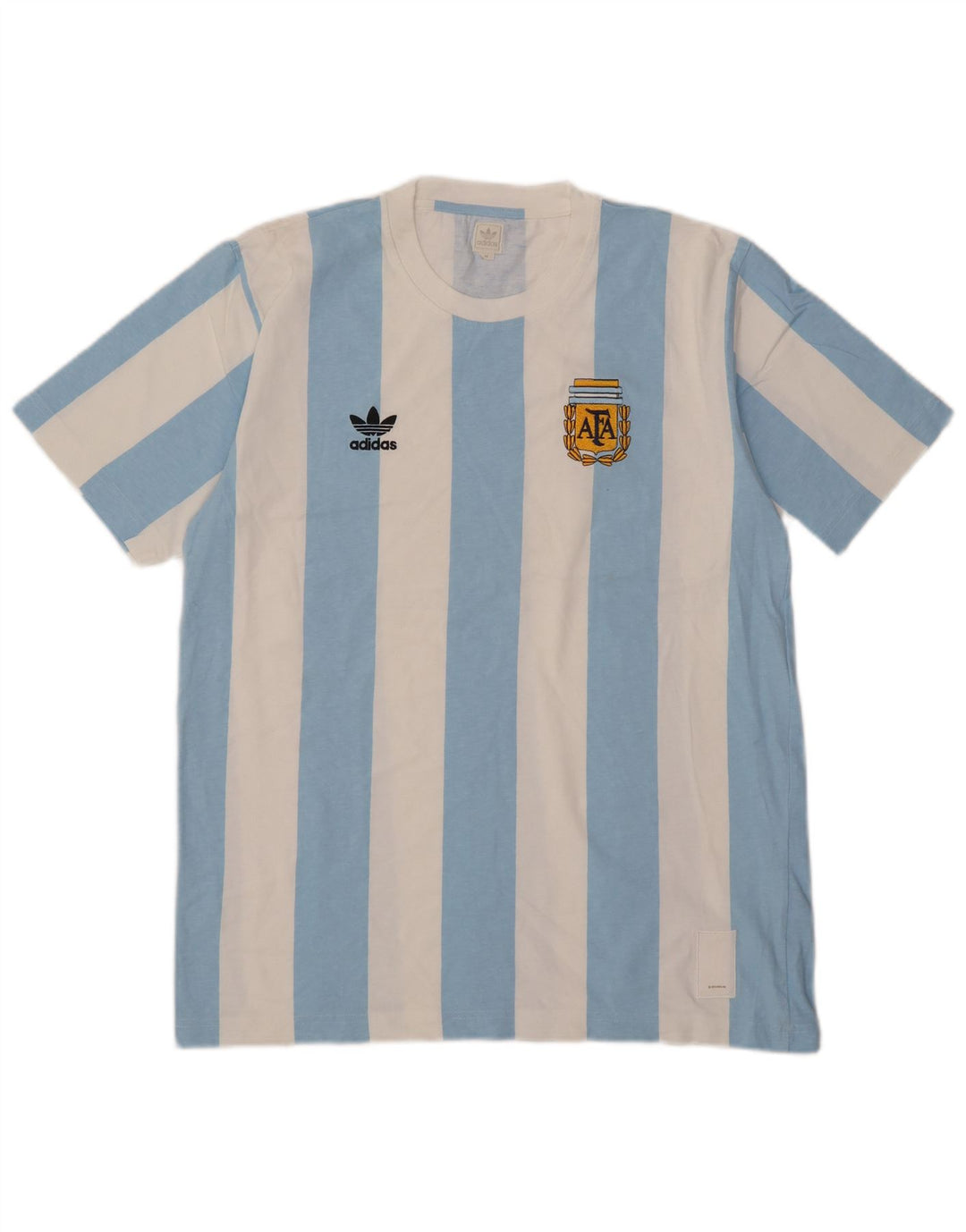 Męska koszulka z grafiką Adidas, bawełniana, średnia, niebieska w paski