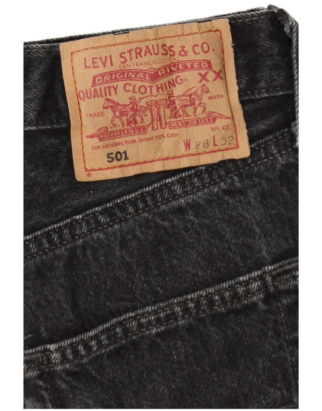 Damskie dżinsy Levi's 501 Straight W28 L30 Czarna bawełna