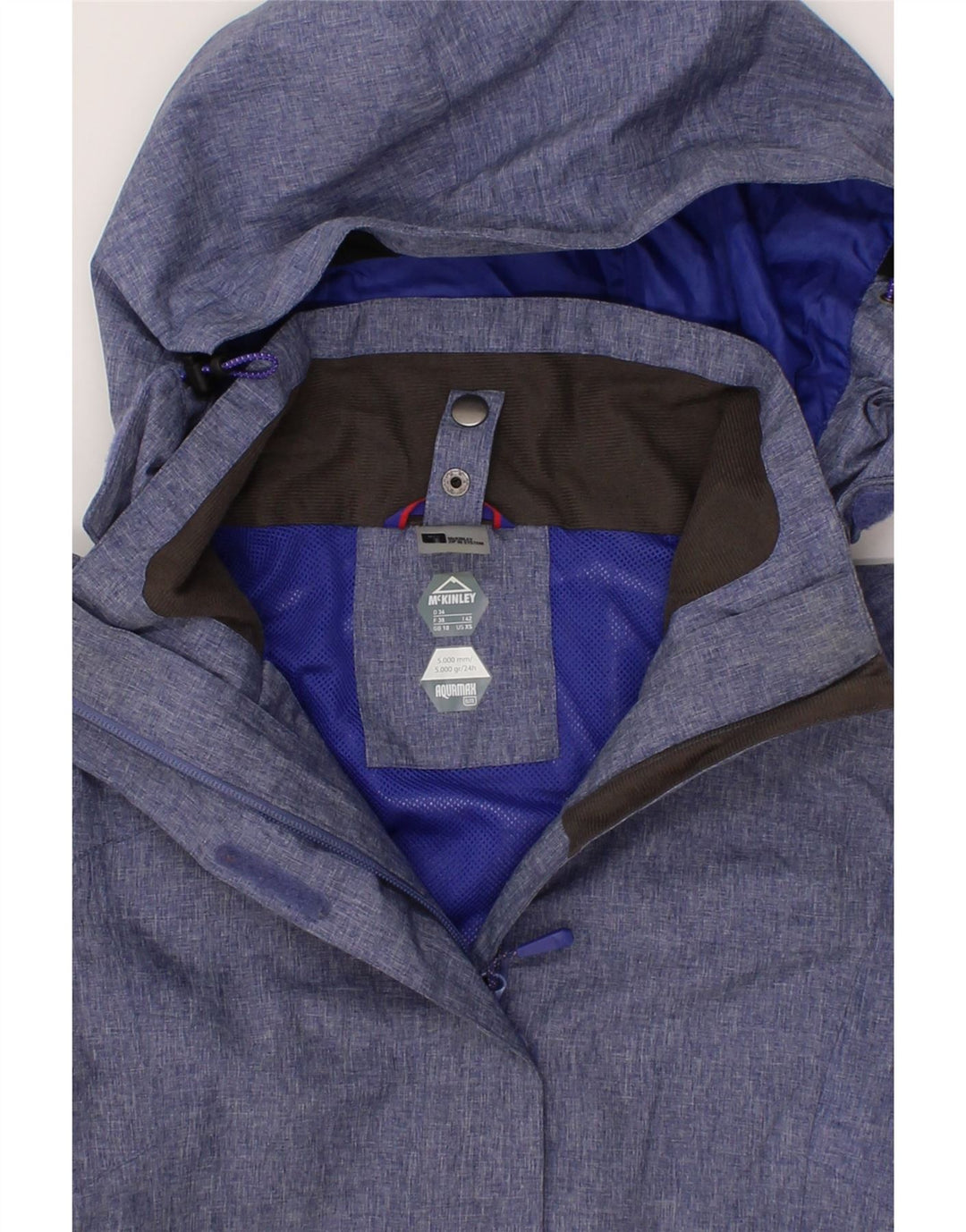 MC KINLEY Womens Hooded Rain Jacket UK 10 Small Blue Polyester Vintage MC Kinley and Second-Hand MC Kinley from Messina Hembry 