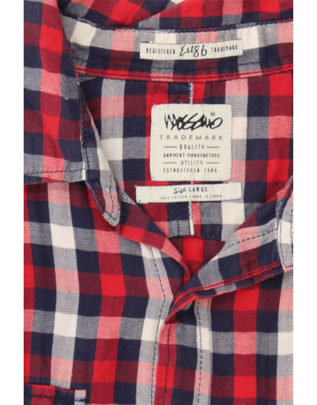 MOSSIMO Mens Military Flannel Shirt Large Red Check Cotton Vintage Mossimo and Second-Hand Mossimo from Messina Hembry 