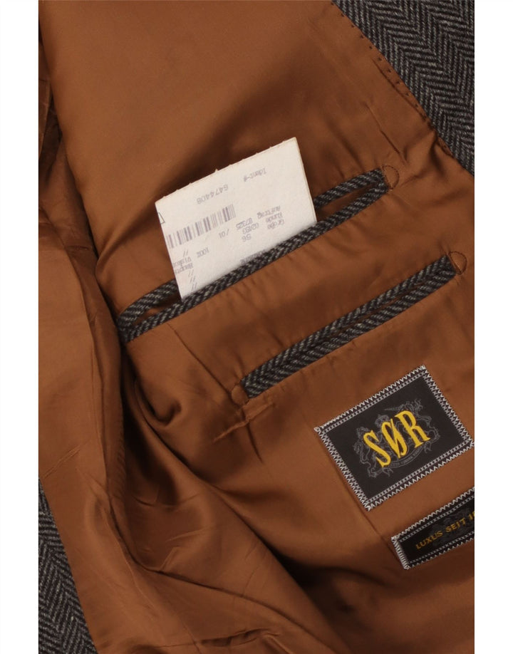 Vintage męska marynarka zapinana na 2 guziki IT 56 3XL szara wełna w jodełkę