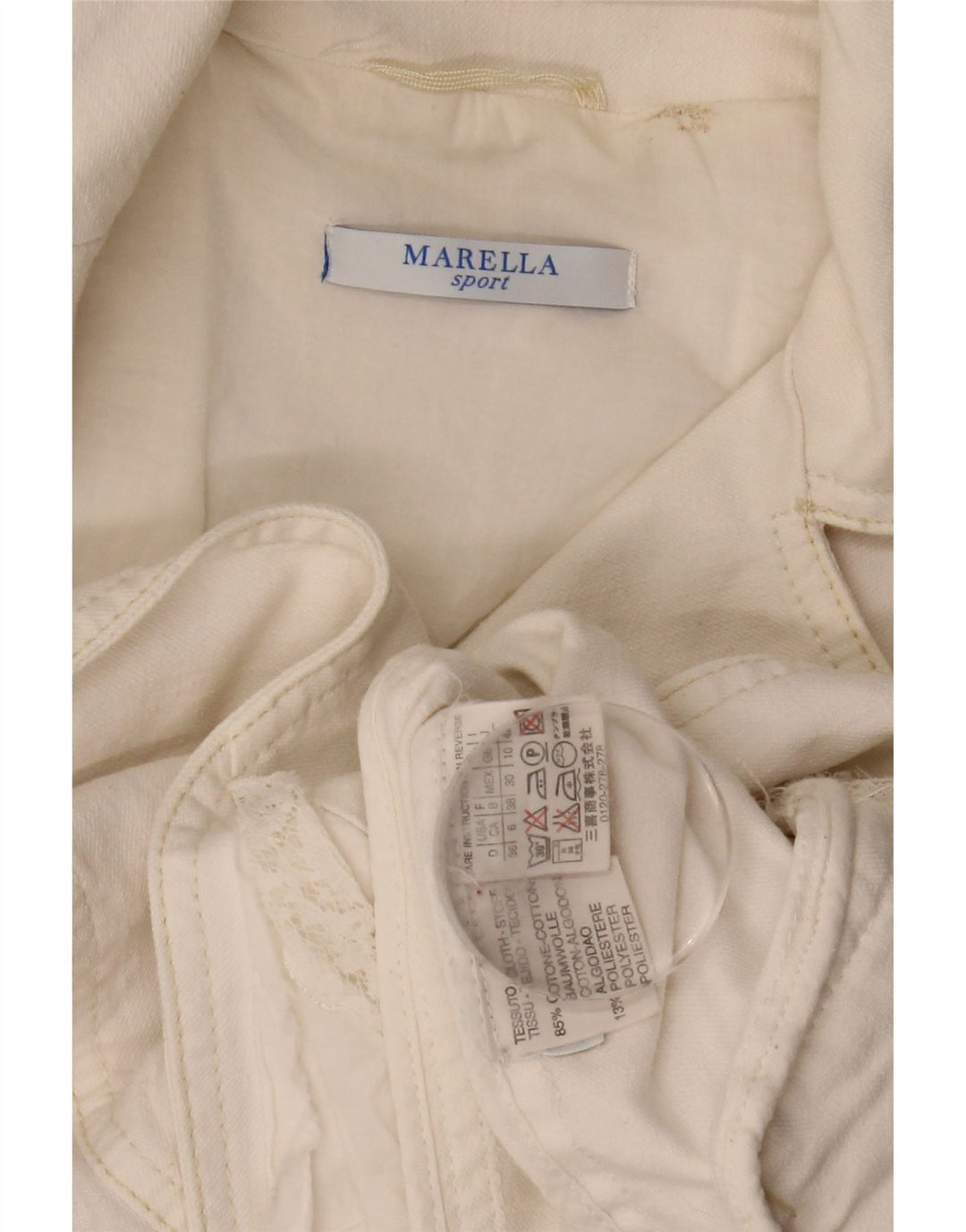 MARELLA Womens Blazer Jacket UK 10 Small White Cotton