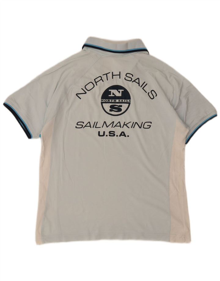 Męska koszulka polo North Sails z grafiką, duża, niebieska, bawełniana w bloki kolorów