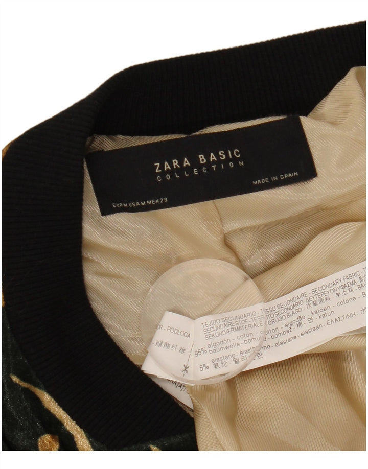 Damska kurtka bomberka ZARA UK 14, średnia zieleń, bawełna w kwiaty