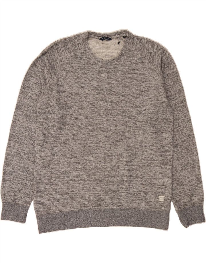 JACK & JONES Mens Sweatshirt Jumper 2XL Grey Flecked Polyester Vintage Jack & Jones and Second-Hand Jack & Jones from Messina Hembry 
