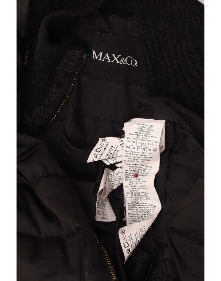 Damski płaszcz ocieplany Max & Co. UK 8, mały, czarny, poliestrowy