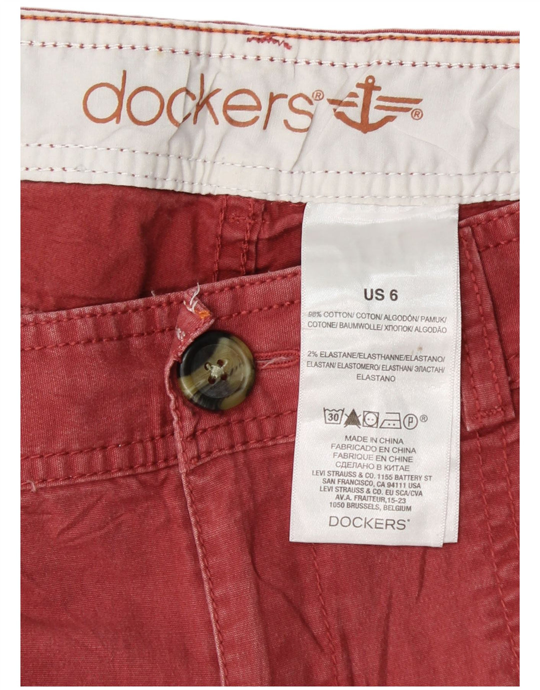 Spodnie damskie DOCKERS Slim Chino US 6 Medium W30 L30 Różowa bawełna