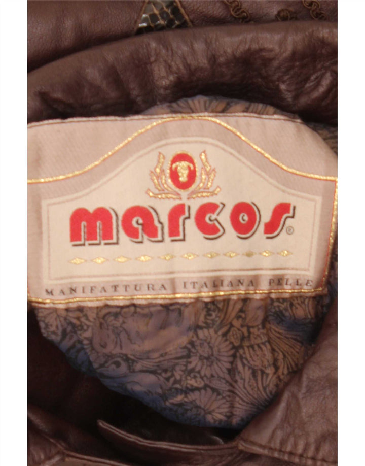 Marcos Damski płaszcz skórzany oversize IT 40 Small Brown Leather
