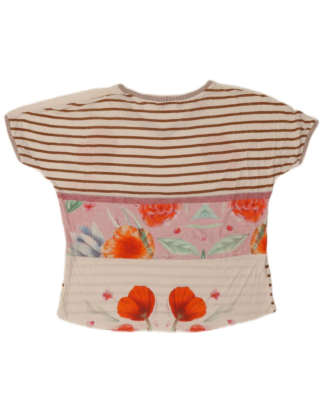 Damska koszulka Desigual Top UK 16, duża w kolorze złamanej bieli, w kwiaty