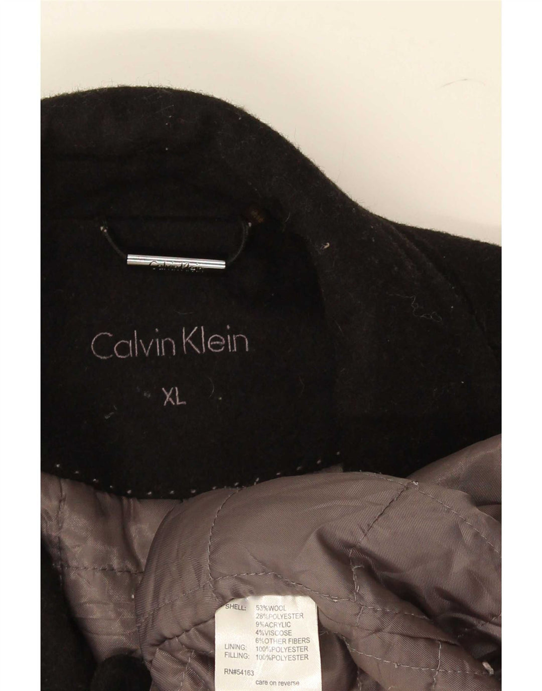 Dwurzędowy płaszcz męski Calvin Klein UK 42 XL, czarna wełna