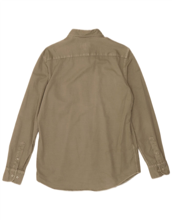 Koszula męska Massimo Dutti, średnia bawełna khaki