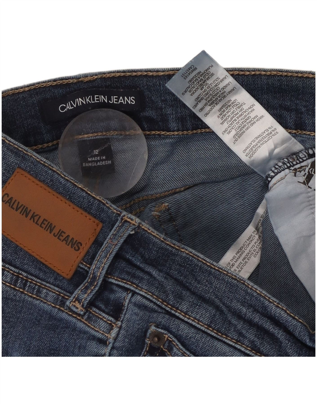 Damskie jeansy CALVIN KLEIN z wysokim stanem US 12, duże, W30 L26, niebieskie