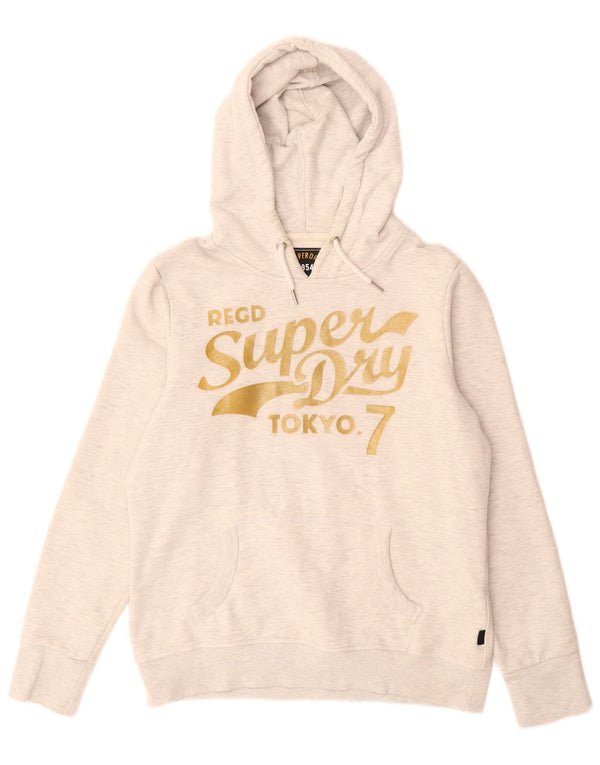 Damski sweter z kapturem i grafiką SUPERDRY UK 14, duży, szary, bawełniany