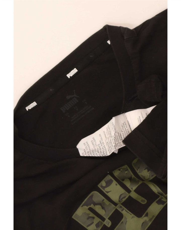 Męski T-shirt z grafiką Puma, mały, czarny, bawełniany