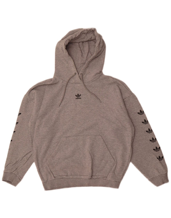 Damska bluza z kapturem Adidas Graphic Oversized UK 10 Small, szara bawełna