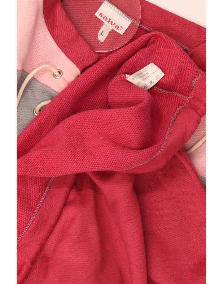 Damski sweter oversize w stylu vintage, UK 16, duży czerwony blok kolorów