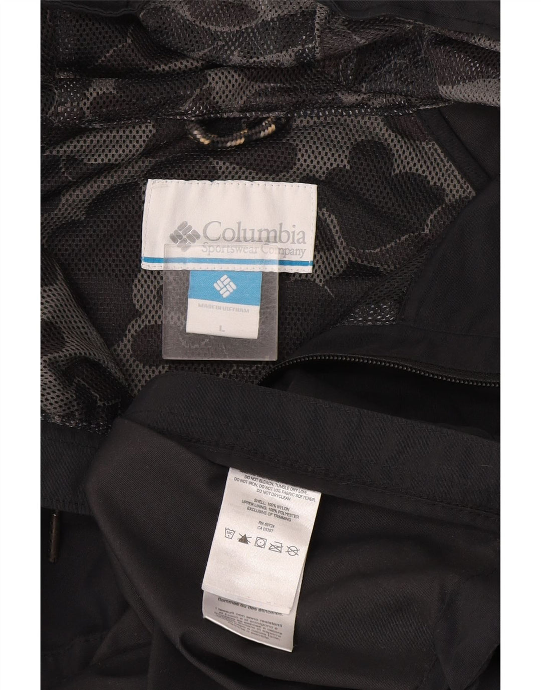 Męska kurtka przeciwdeszczowa z kapturem i kapturem Columbia UK 40, duży, szary nylon