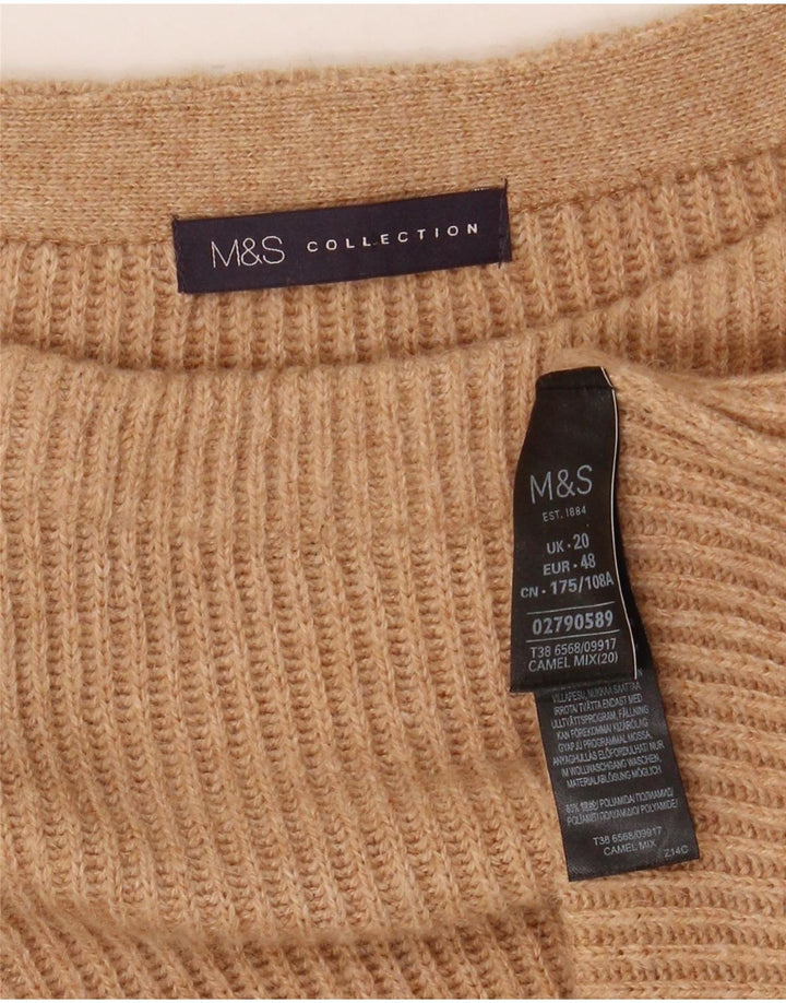 Marks & Spencer Damski sweter z długim rękawem i dekoltem w łódkę UK 20 2XL Beżowy