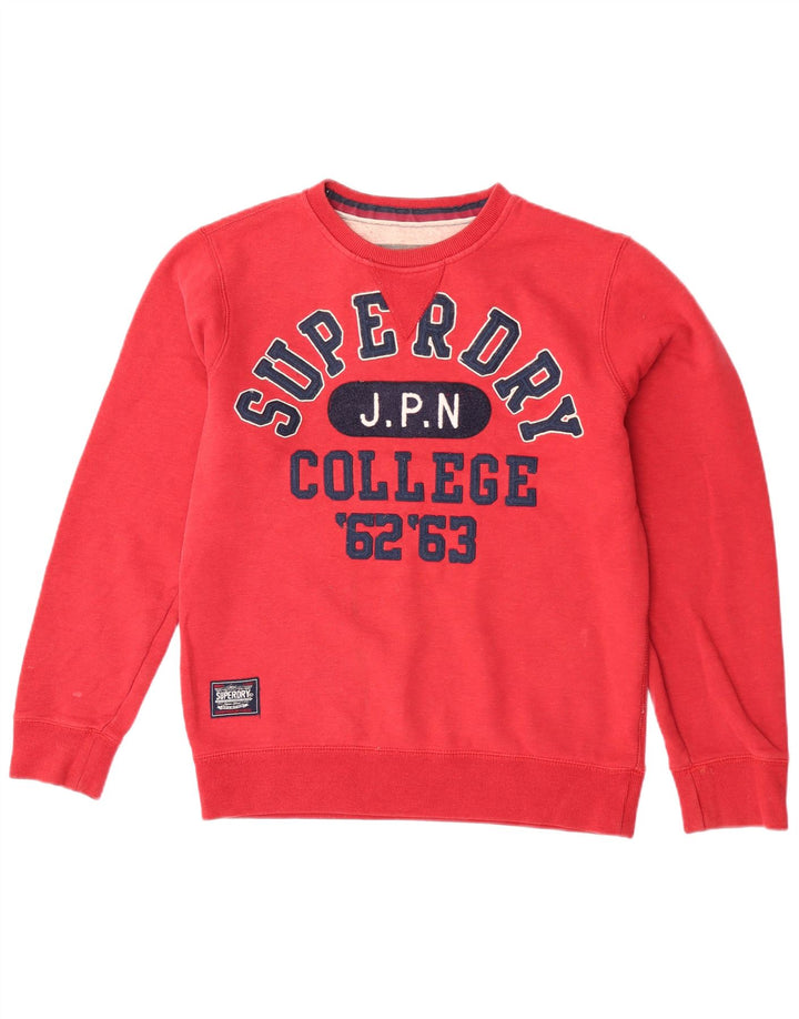 Męski sweter z grafiką Superdry, duży, czerwony, bawełniany