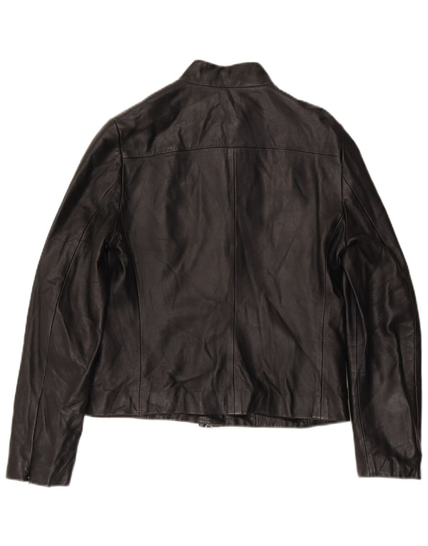 Damska kurtka skórzana French Connection UK 12, średnia czarna skóra