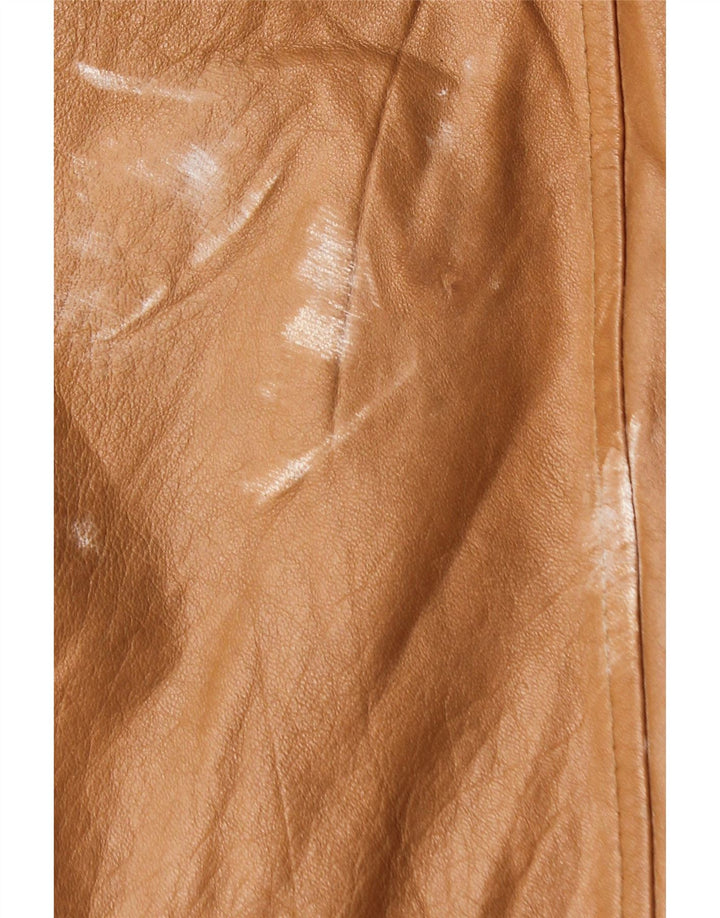 Vintage męski płaszcz skórzany IT 50 duża brązowa skóra