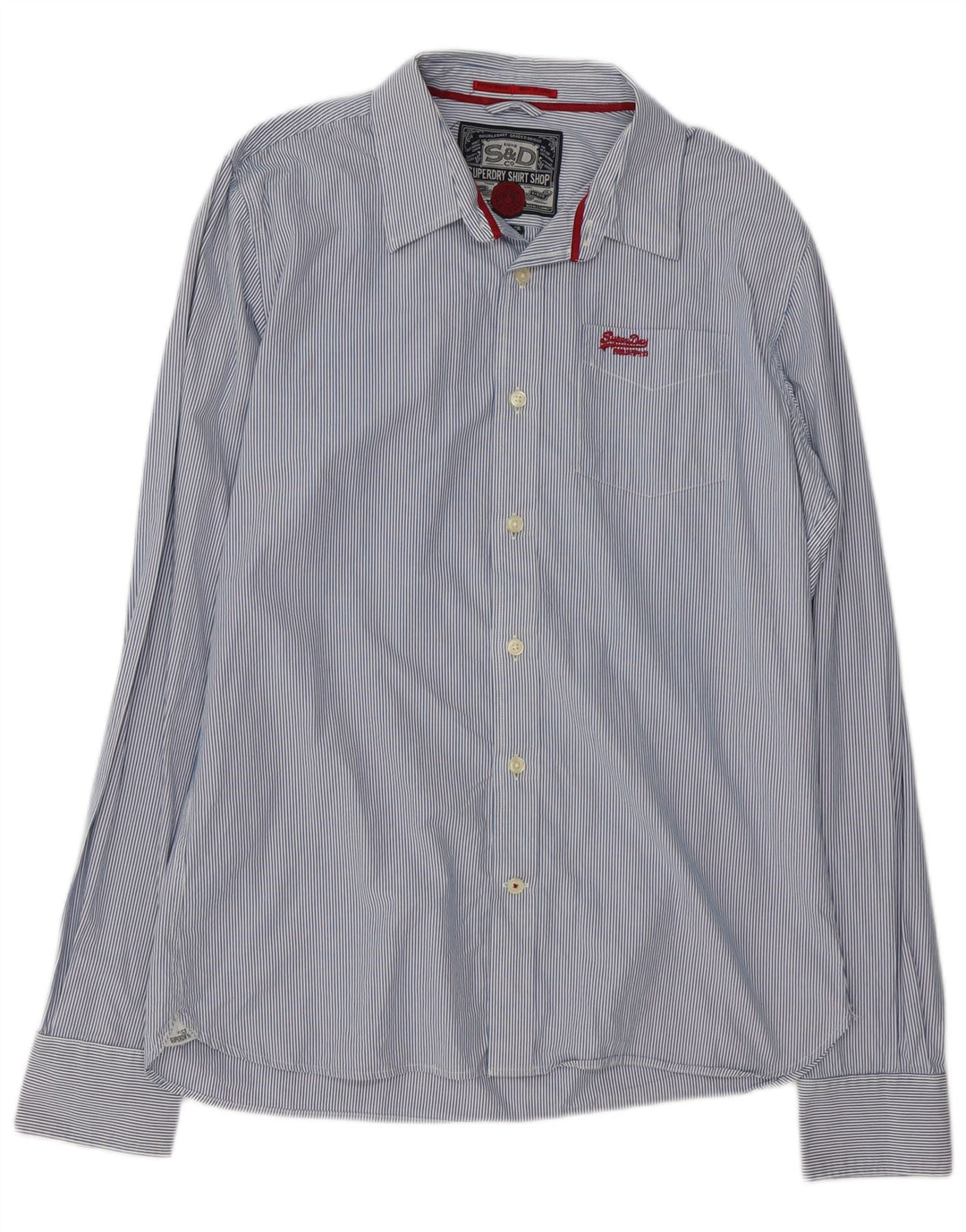 Koszula męska Superdry 2XL, niebieska, bawełniana w prążki