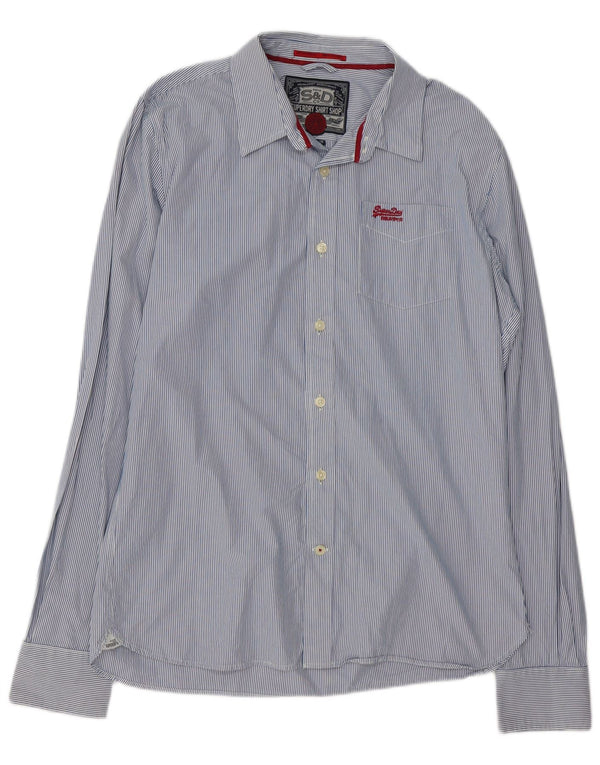 Superdry Mens Shirt 2XL Blue Pinstripe Cotton