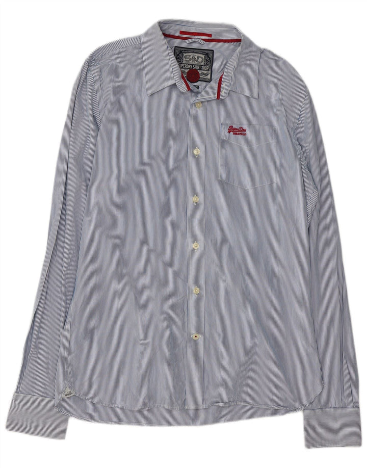 Koszula męska Superdry 2XL, niebieska, bawełniana w prążki
