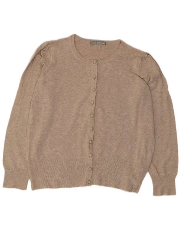 Sweter damski Marks & Spencer Crop Cardigan UK 12 Średni Beż Wiskoza