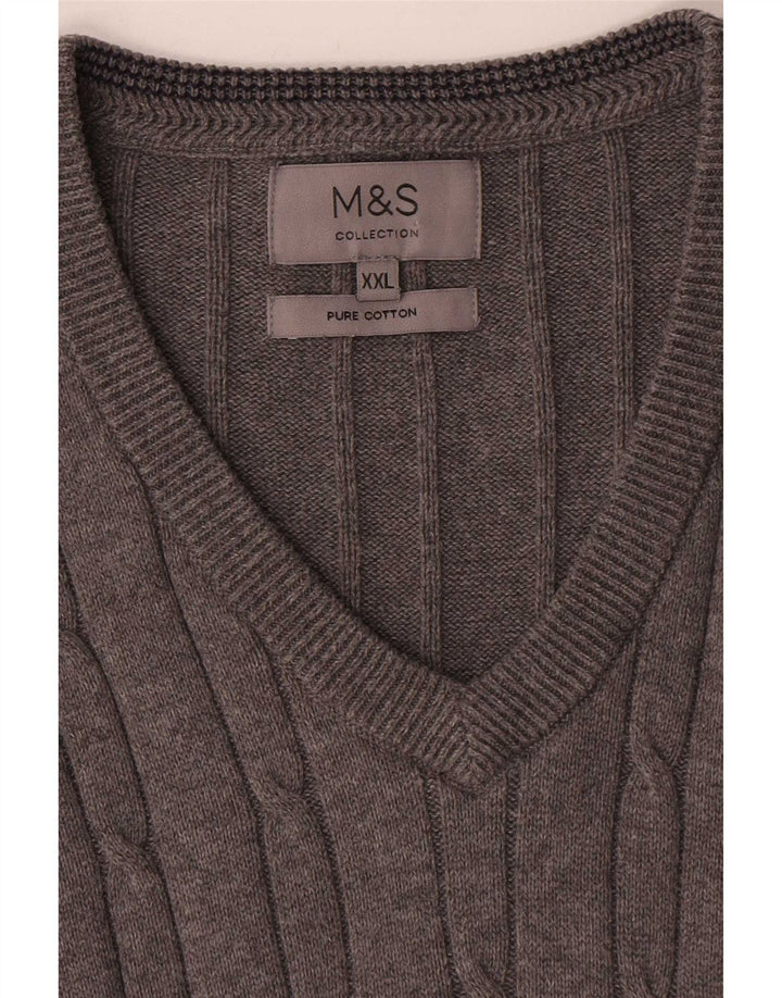 Marks & Spencer Męski podkoszulek bez rękawów, 2XL, szary, bawełniany