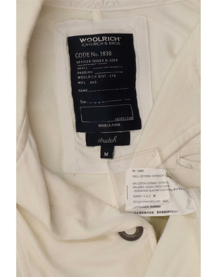 Damska marynarka Woolrich zapinana na 3 guziki UK 12, średnia, biała, bawełniana