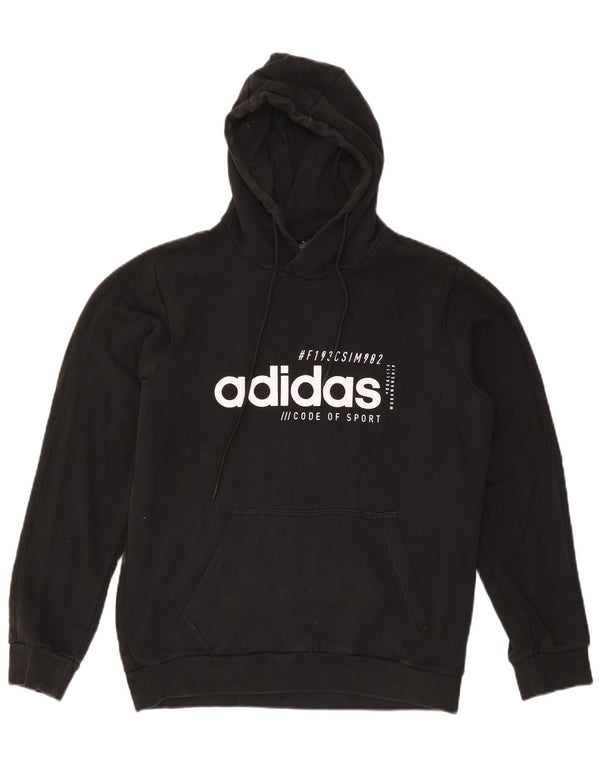 Męska bluza z kapturem Adidas Graphic, średnia czarna, bawełniana