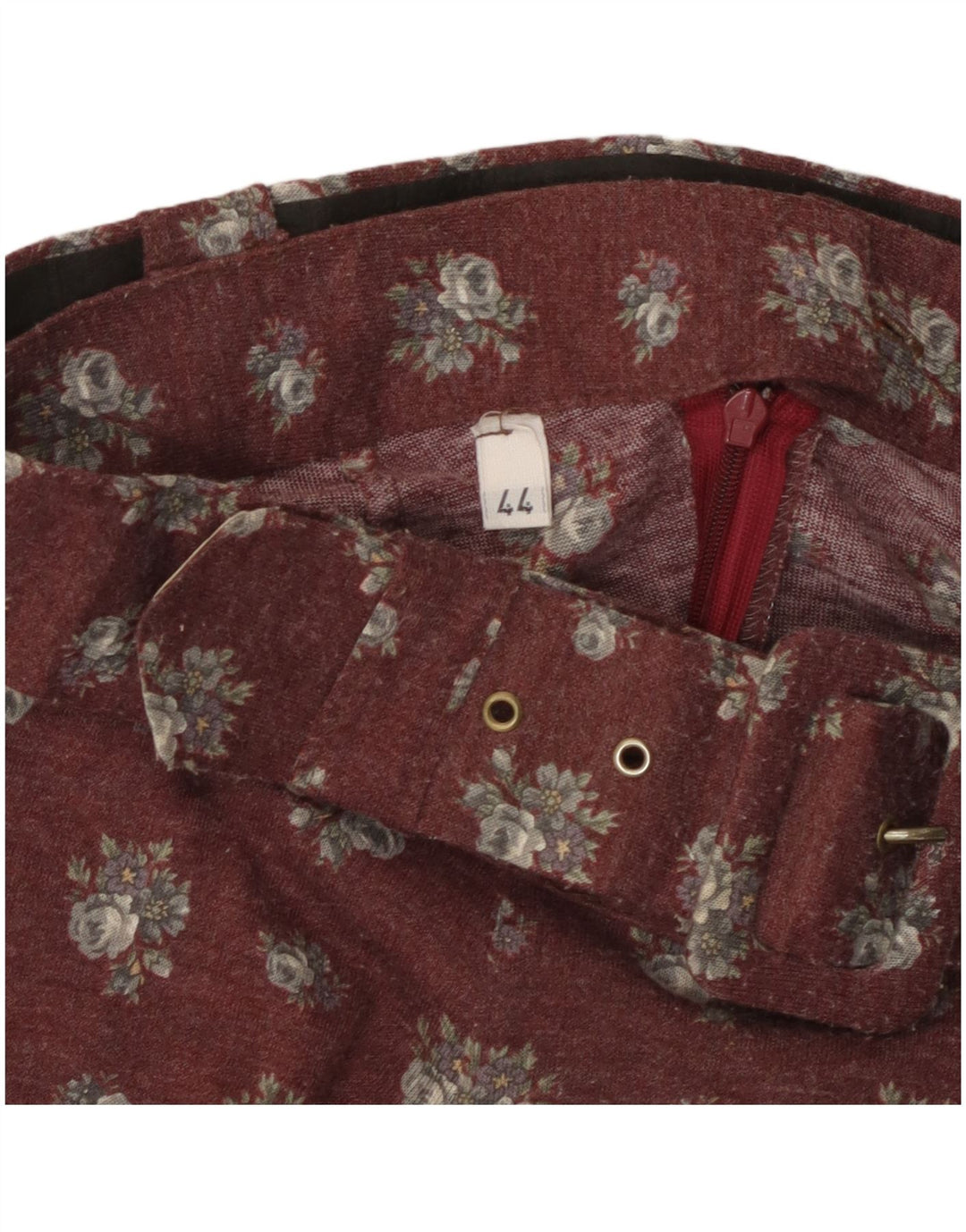 Vintage damska rozkloszowana spódnica IT 44 Medium W30 Burgundowo-kwiatowa