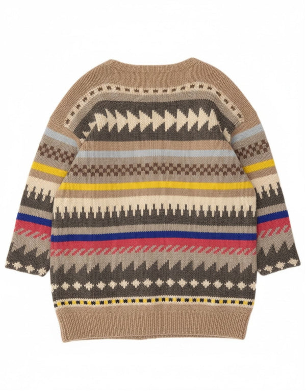 Sweter damski w stylu vintage, UK 14, duży, szary, geometryczny