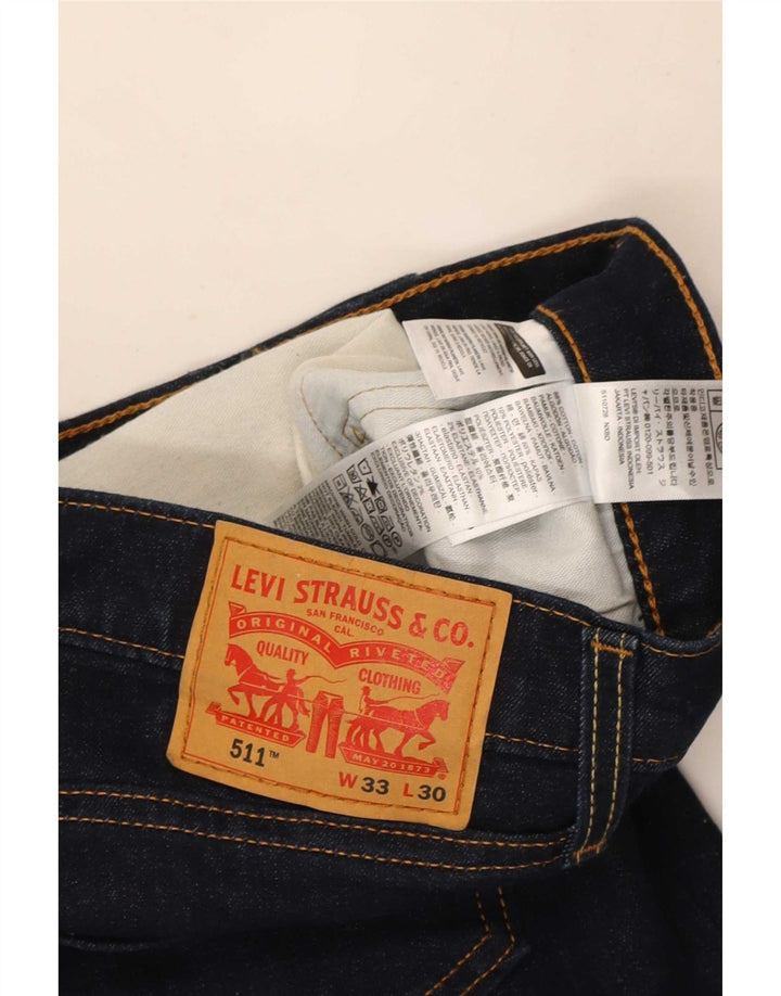 Męskie jeansy Levi's 511 Slim W33 L30 Granatowa bawełna