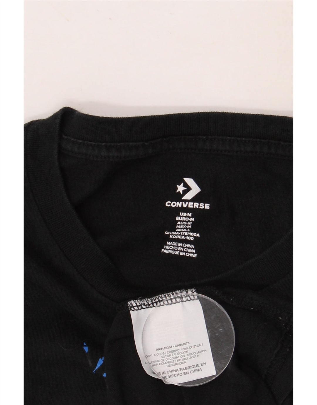 CONVERSE Męski T-shirt z grafiką, średni czarny, bawełniany w kwiaty