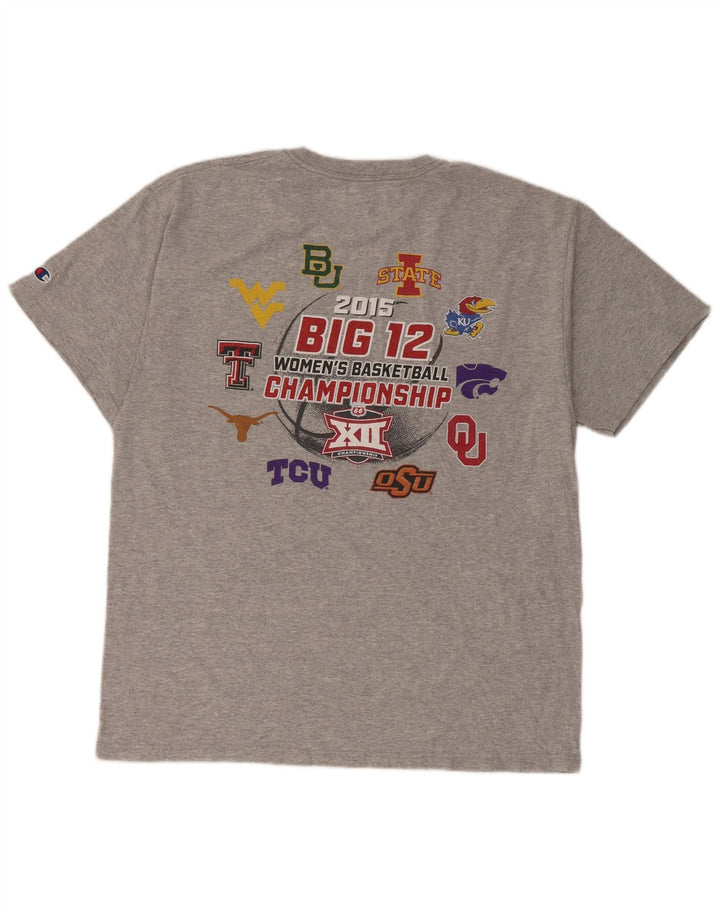 Męski T-shirt Champion z grafiką, duży, szary, bawełniany