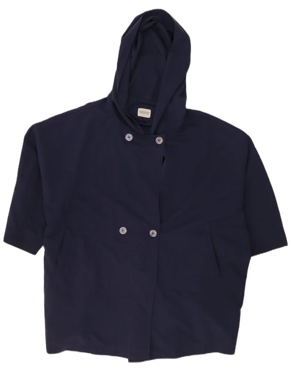 Damski płaszcz z kapturem, oversize, dwurzędowy Benetton UK 18 XL, granatowy