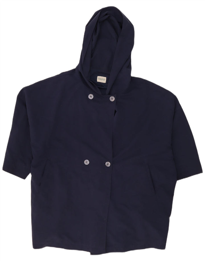Damski płaszcz z kapturem, oversize, dwurzędowy Benetton UK 18 XL, granatowy