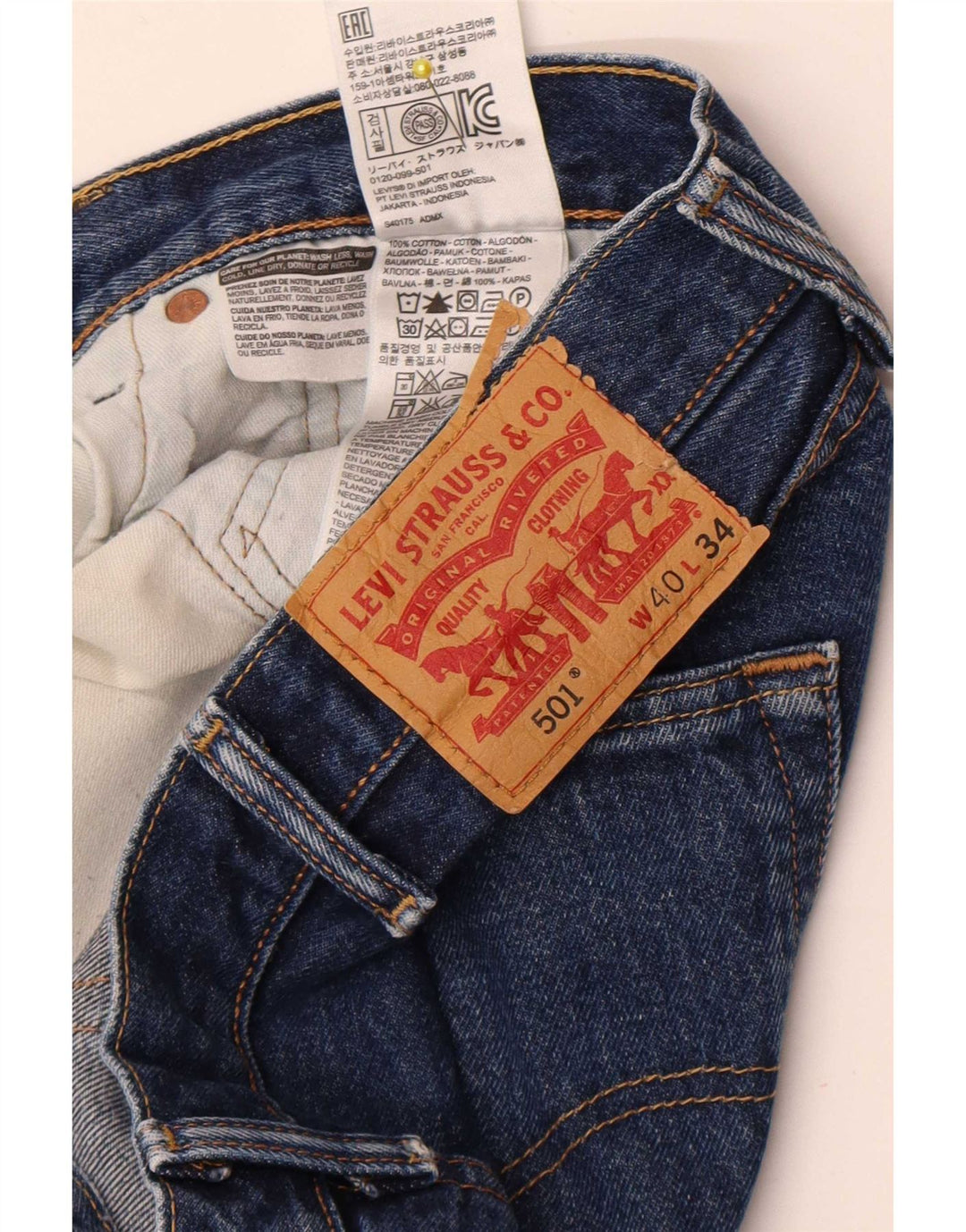 Męskie jeansy Levi's 501 Straight W40 L31 Niebieskie bawełniane