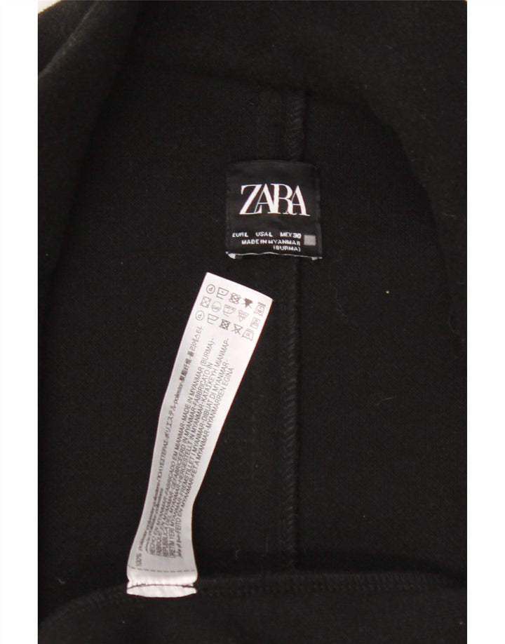 ZARA Womens Open Overcoat UK 14 Large Black Polyester Vintage Zara and Second-Hand Zara from Messina Hembry 