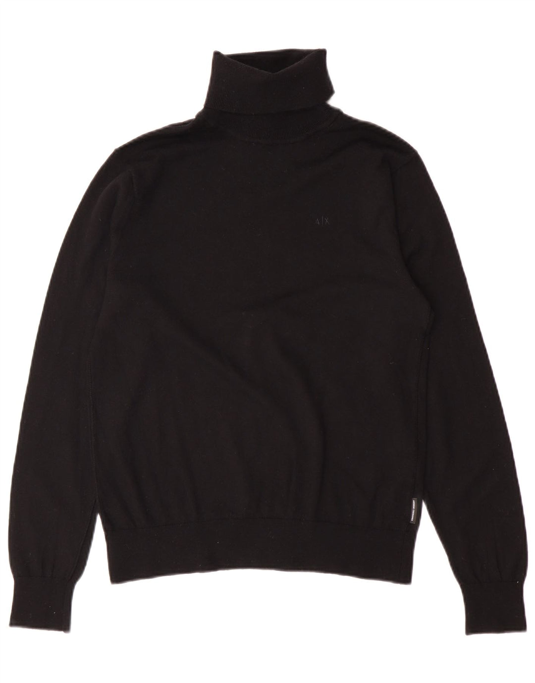 Męski sweter z golfem Armani Exchange, mały, czarny, z dziewiczej wełny