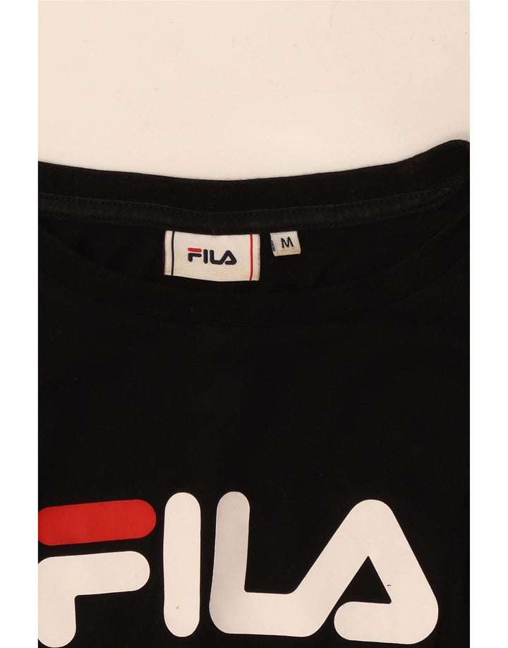 Damski top FILA Crop Graphic z długim rękawem UK 14, średni czarny