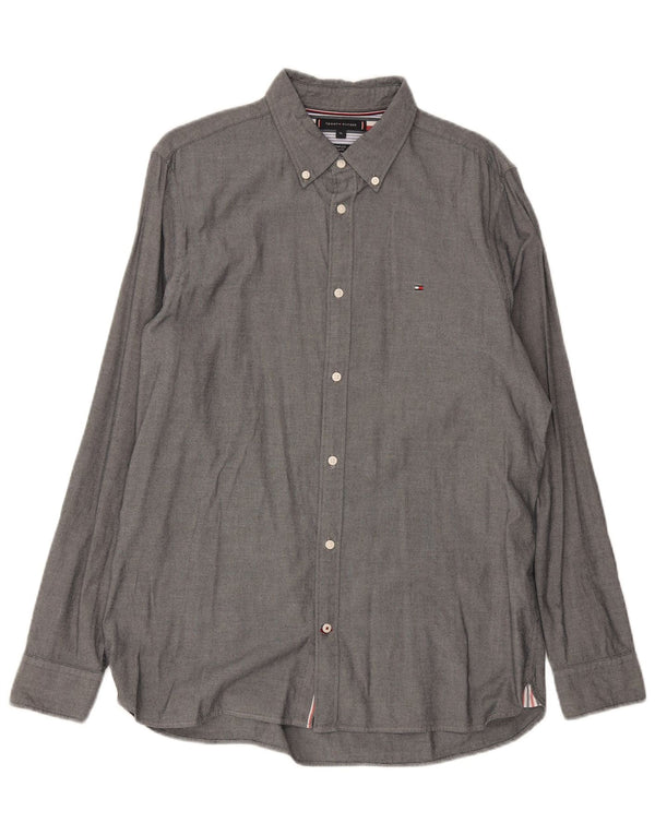 Męska koszula slim fit Tommy Hilfiger XL, szara, bawełniana