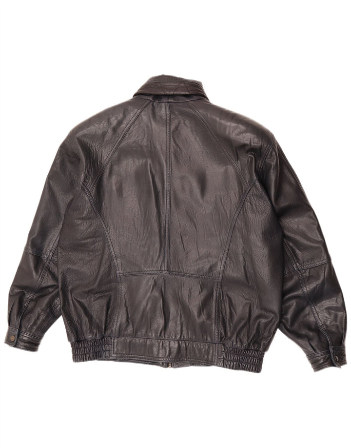 Vintage męska kurtka skórzana EU 52 XL granatowa skóra