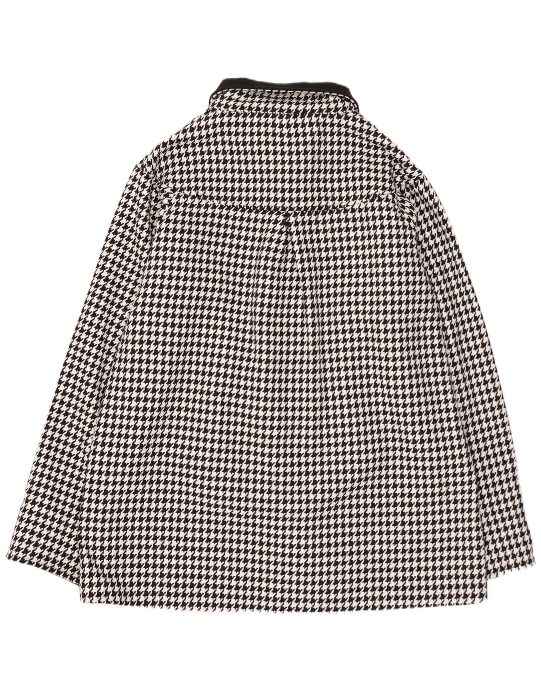 Vintage Womens Oversized Overcoat UK 14 Medium Black Houndstooth Polyester