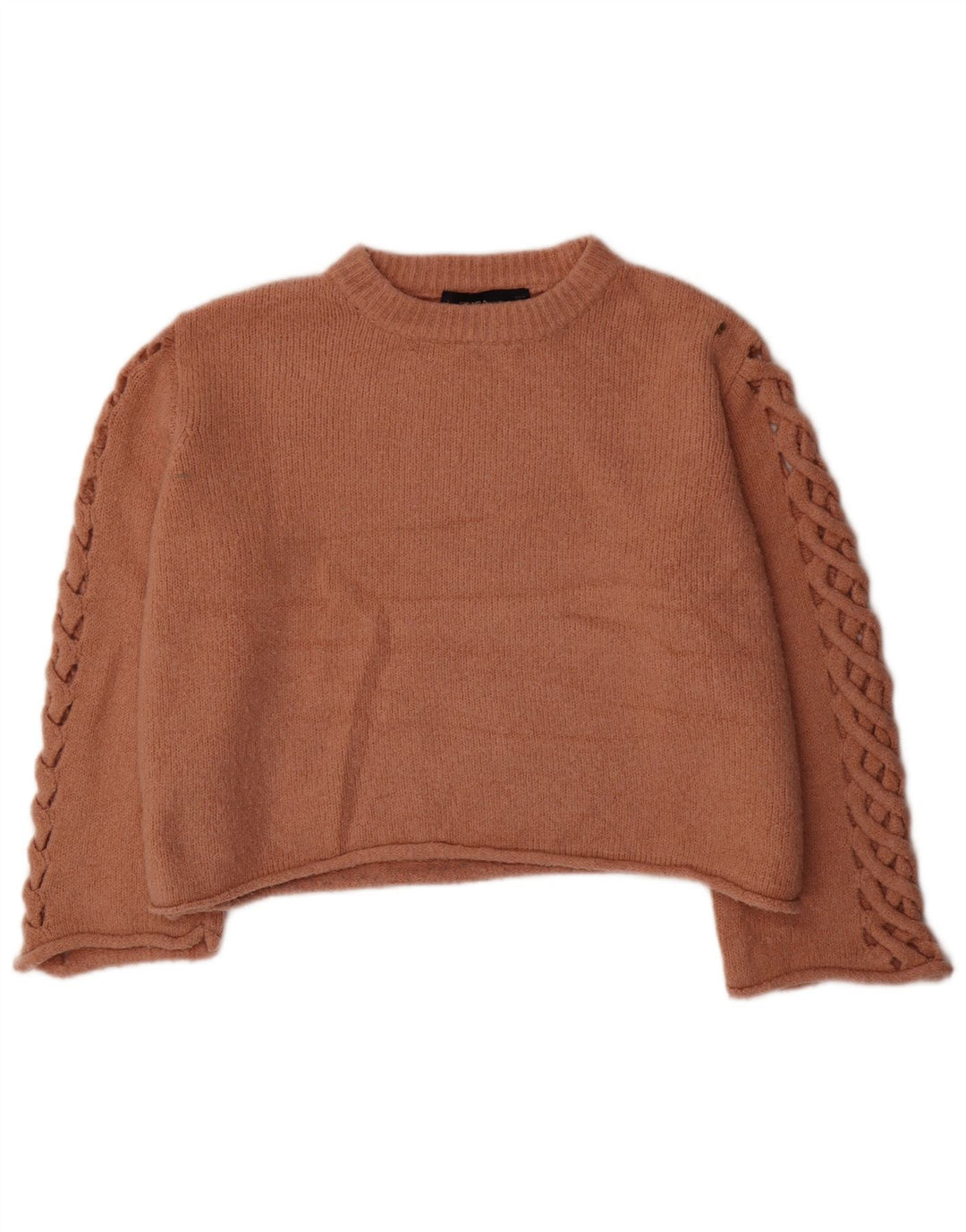 Damski sweter Zara Crop Oversize z okrągłym dekoltem UK 14 Średni brąz